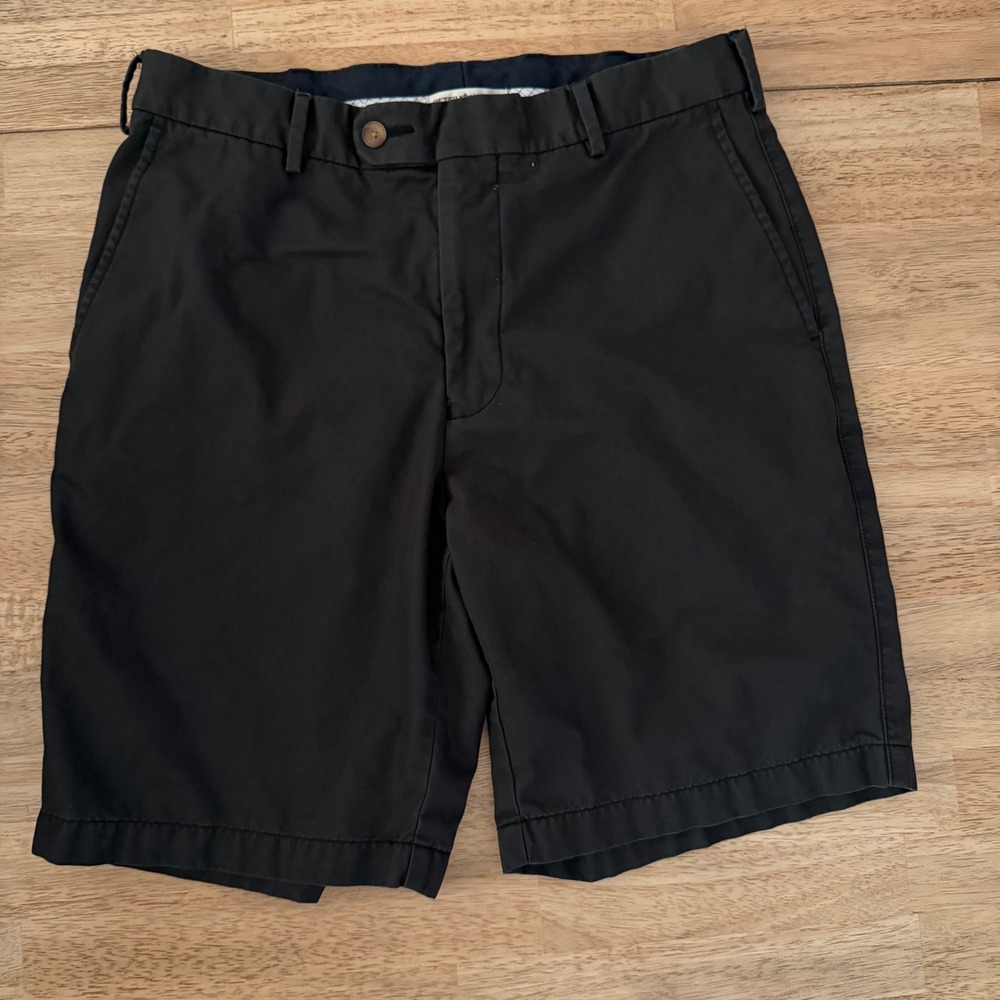 Peter Millar Mens 32 Navy Blue Flat Front Chino Golf Shorts Cotton Blend Peru
